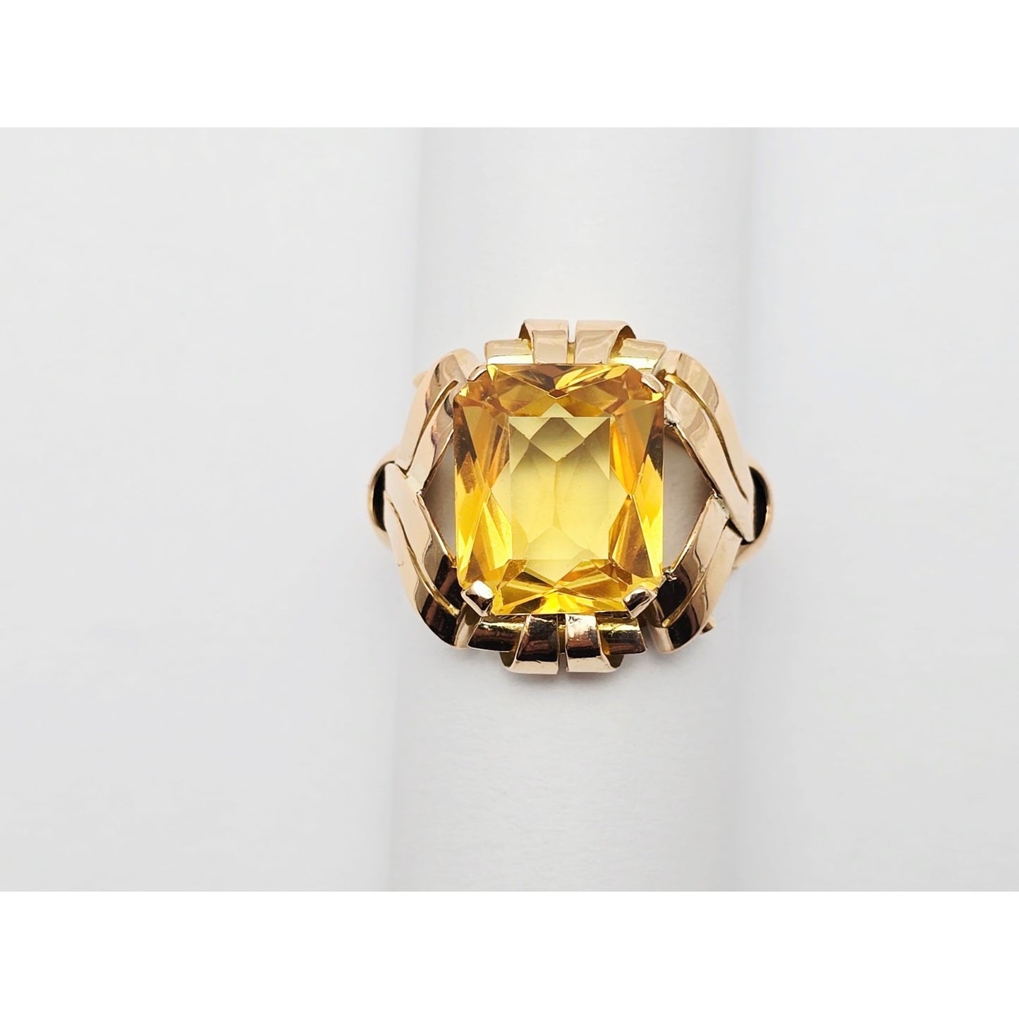 18K Yellow Gold Emerald Cut Yellow Sapphire Ring