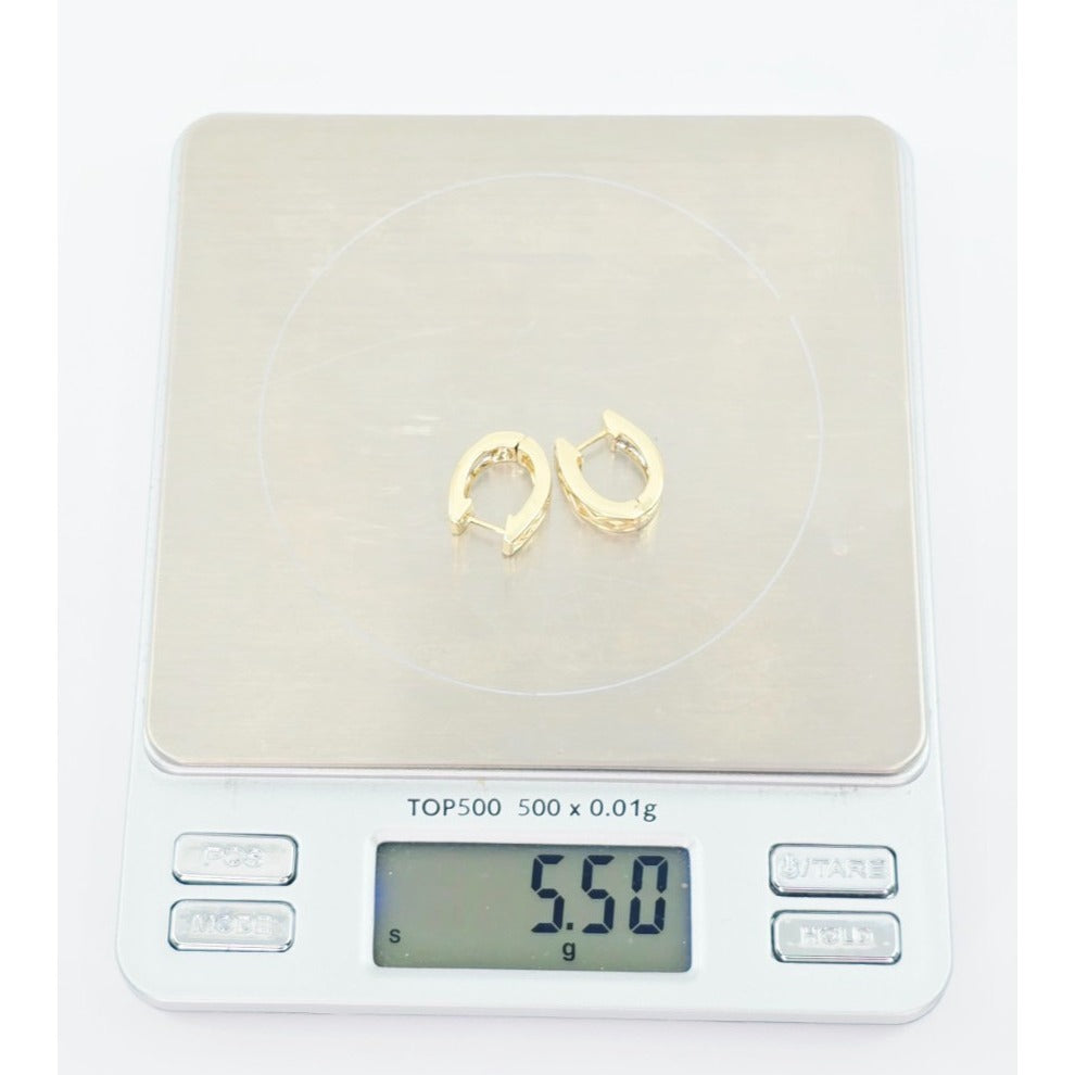 14K Yellow Gold Princess Cut Diamond Hinged Half Hoop Earrings