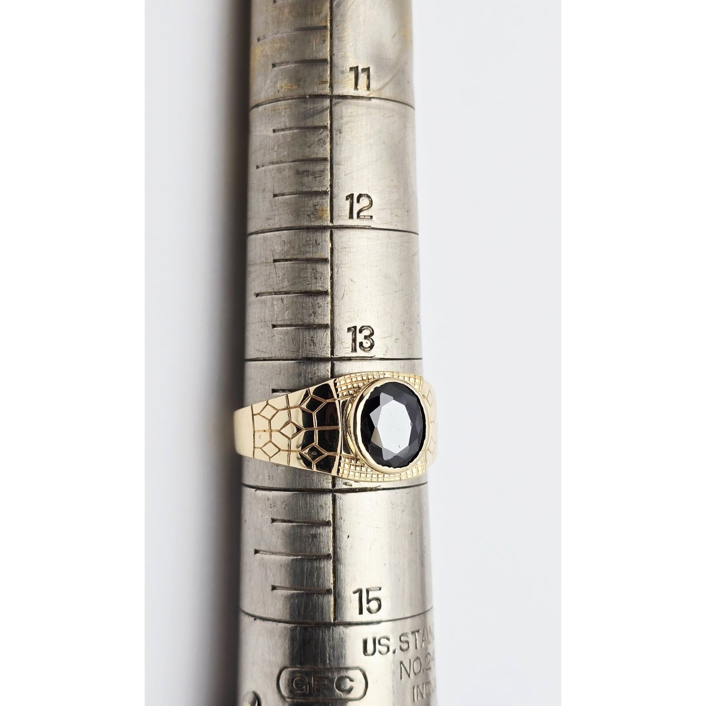 14K Yellow Gold Men's Oval Cut Onyx Nugget Ring