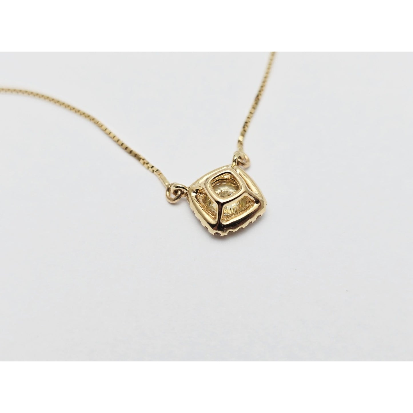 14K Yellow Gold Round Diamond Resizable Box Link Chain Necklace