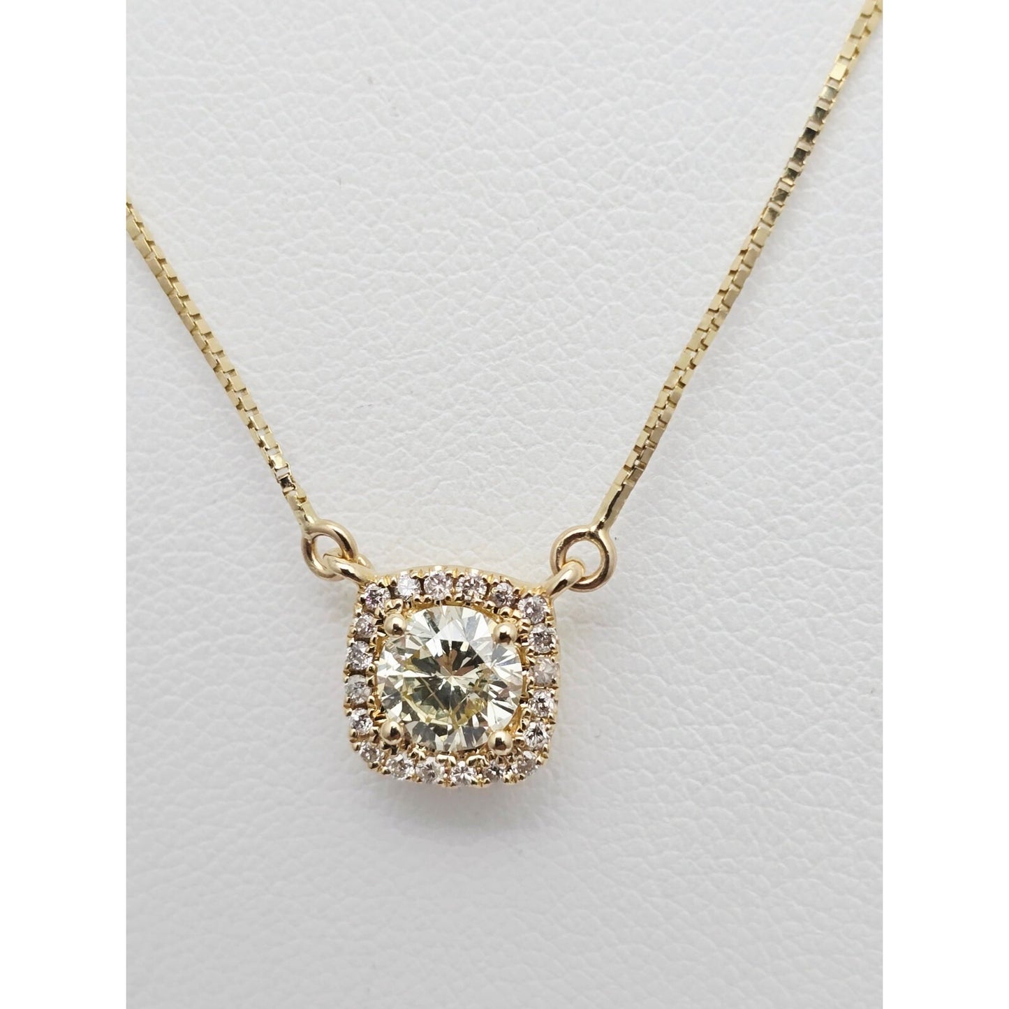 14K Yellow Gold Round Diamond Resizable Box Link Chain Necklace