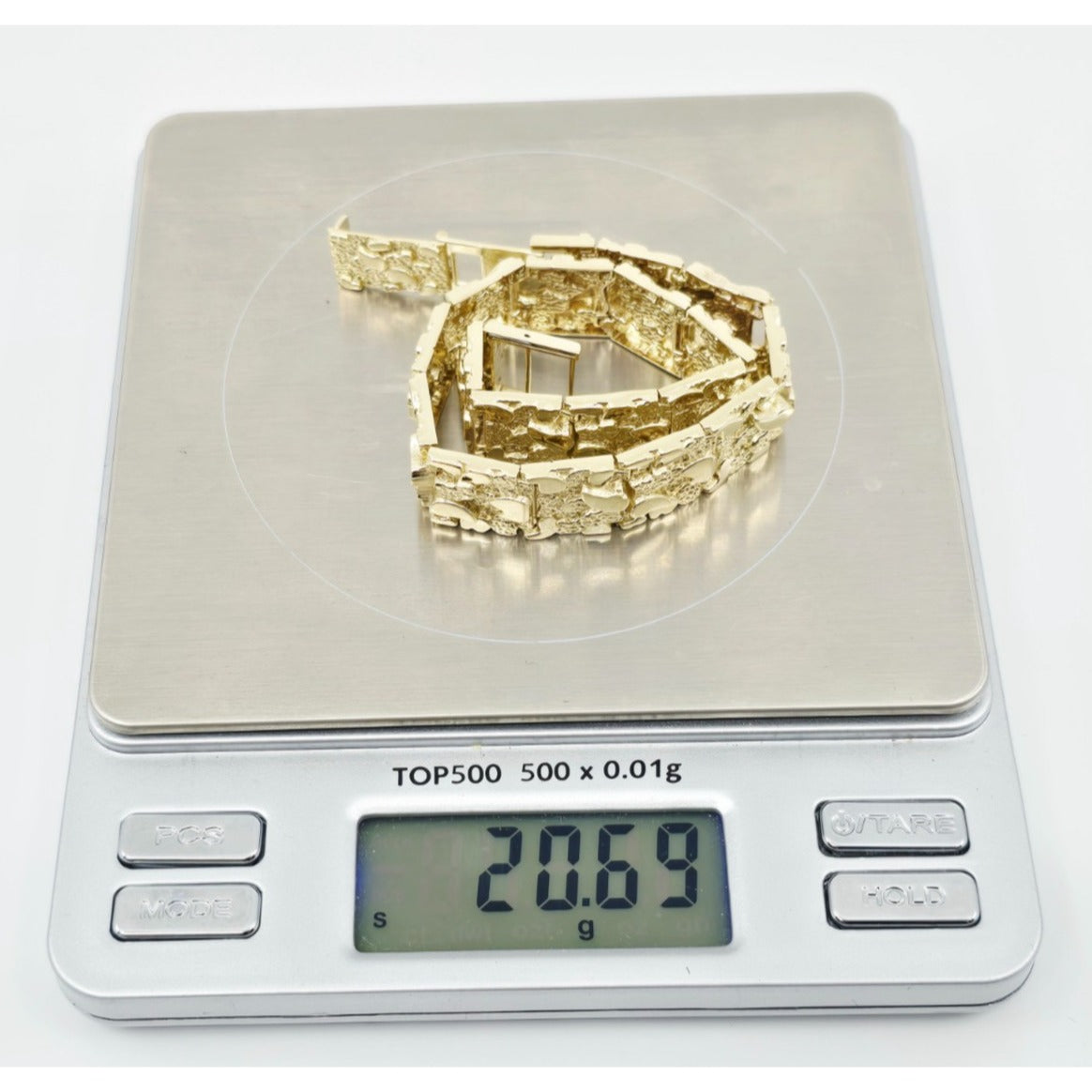 10K Yellow Gold Nugget Link Bracelet