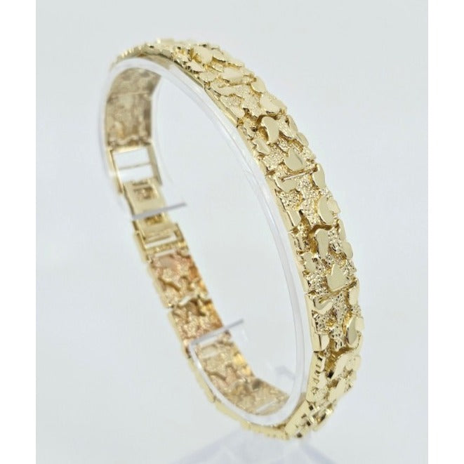 10K Yellow Gold Nugget Link Bracelet
