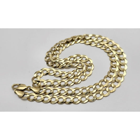 10K Yellow Gold Flat Curb Link Chain Necklace