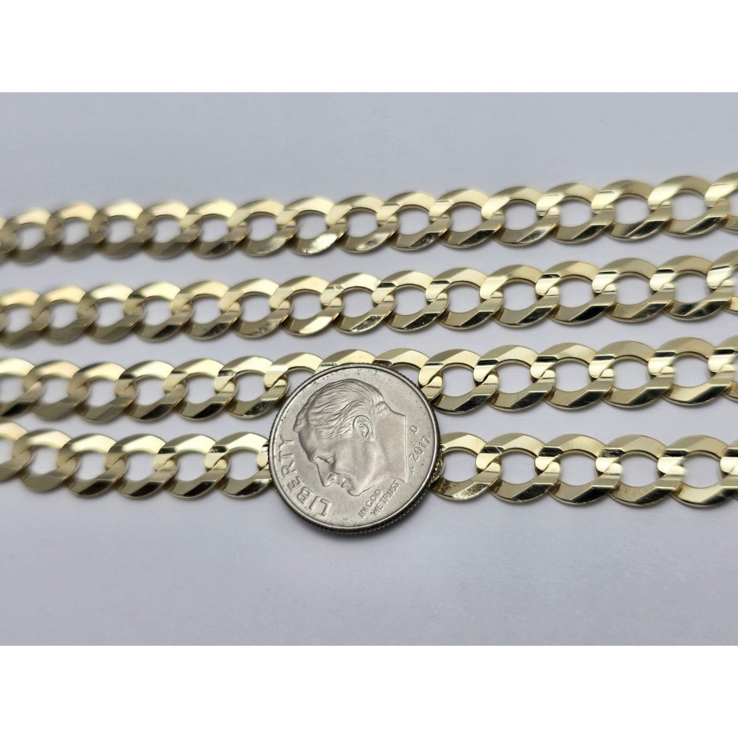10K Yellow Gold Flat Curb Link Chain Necklace