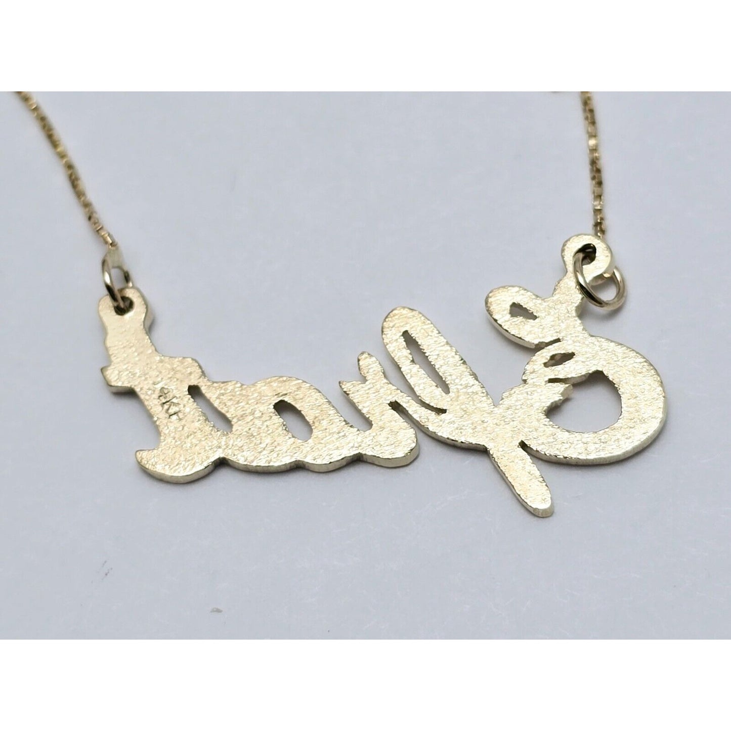 14K Yellow Gold Initial Name "Efrat" Charm Pendant Box Link Chain Necklace