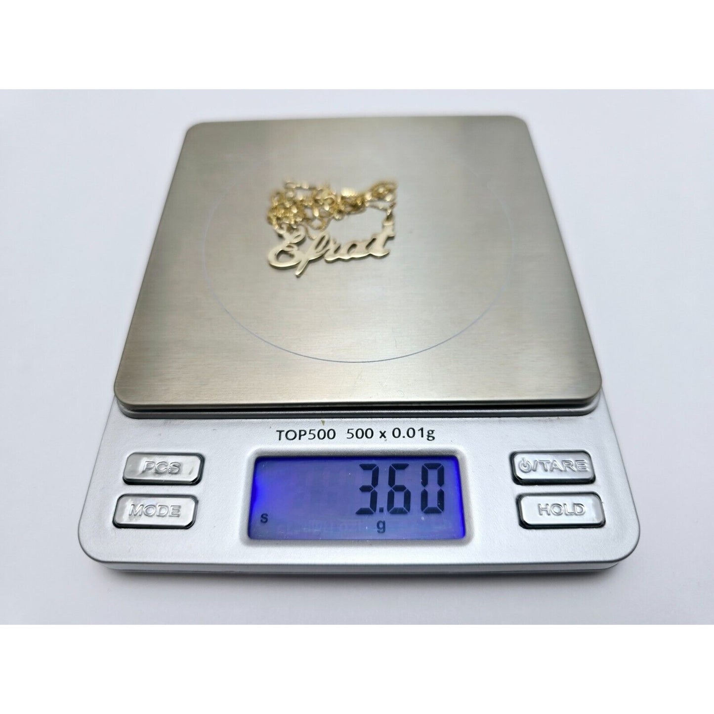14K Yellow Gold Initial Name "Efrat" Charm Pendant Box Link Chain Necklace