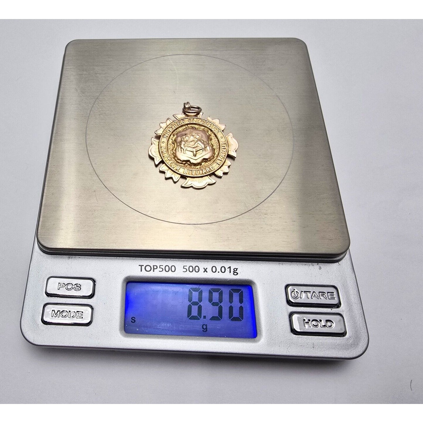 9K Rose Gold '31-'32 Western Clydeside Amateur Billiard League Pendant