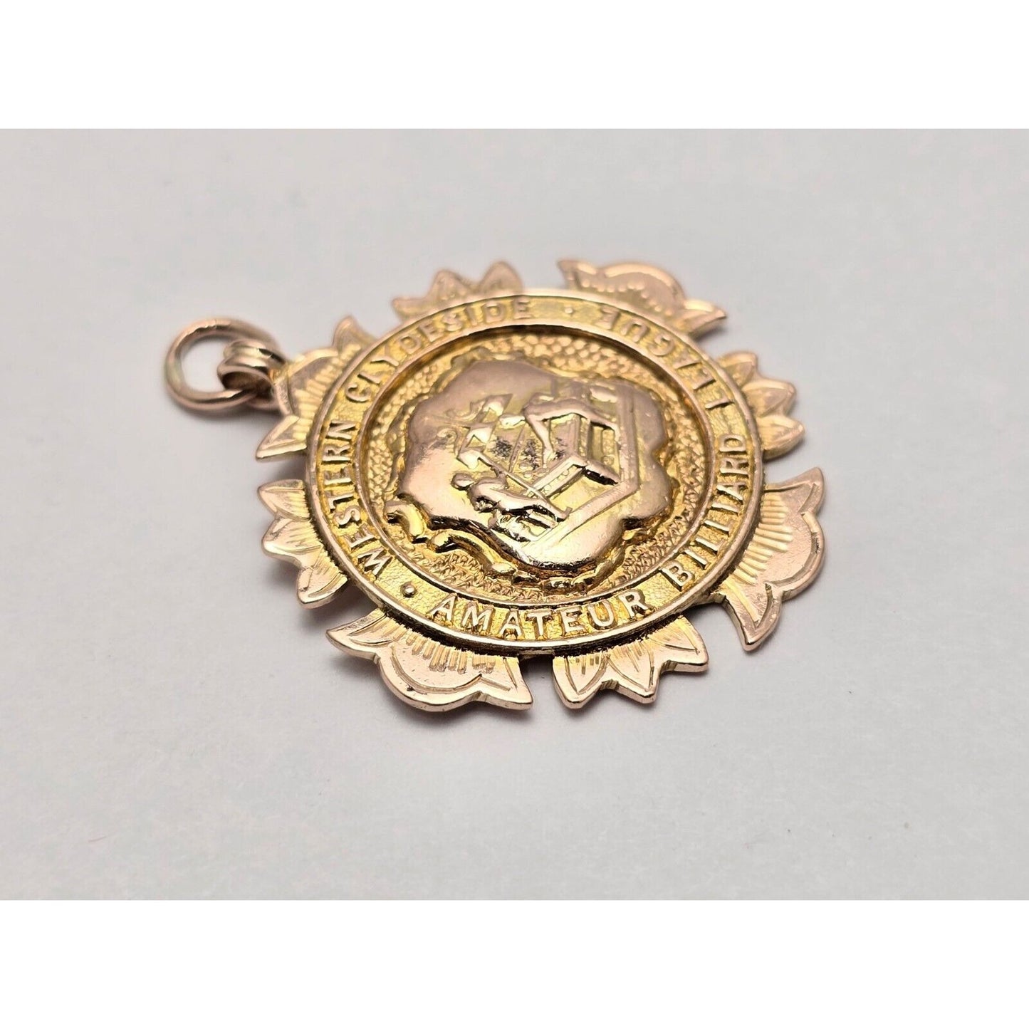 9K Rose Gold '31-'32 Western Clydeside Amateur Billiard League Pendant