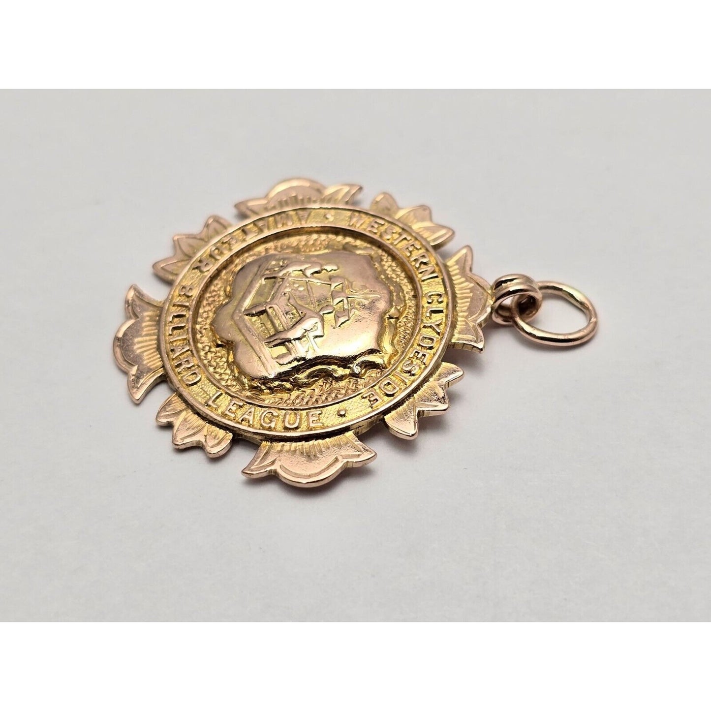 9K Rose Gold '31-'32 Western Clydeside Amateur Billiard League Pendant