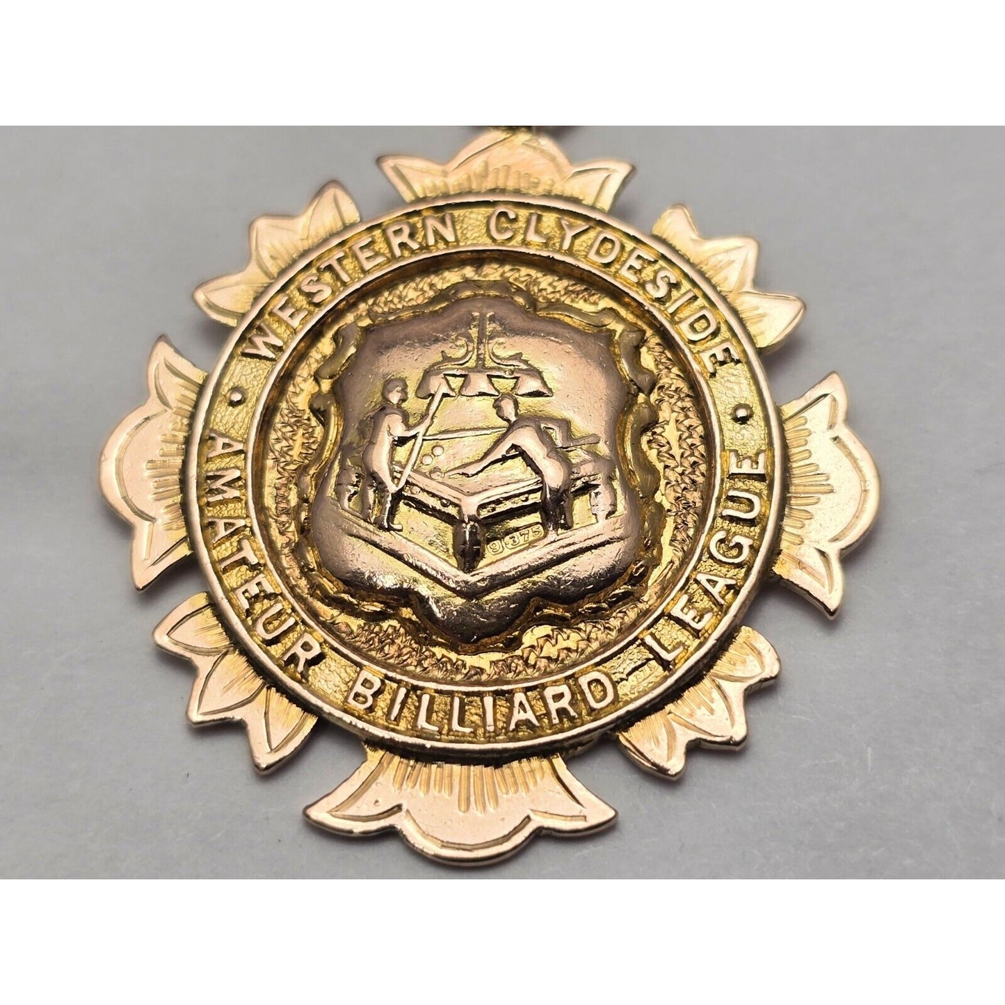 9K Rose Gold '31-'32 Western Clydeside Amateur Billiard League Pendant