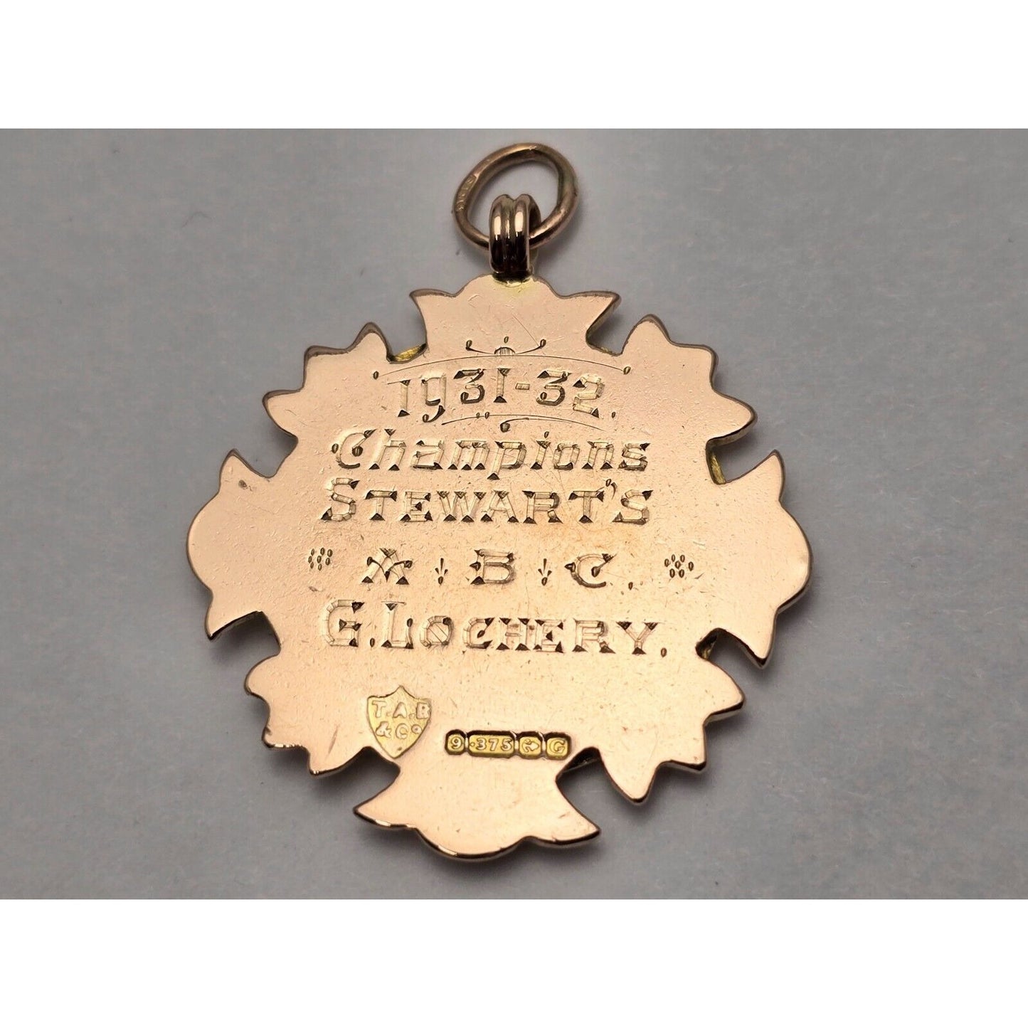 9K Rose Gold '31-'32 Western Clydeside Amateur Billiard League Pendant