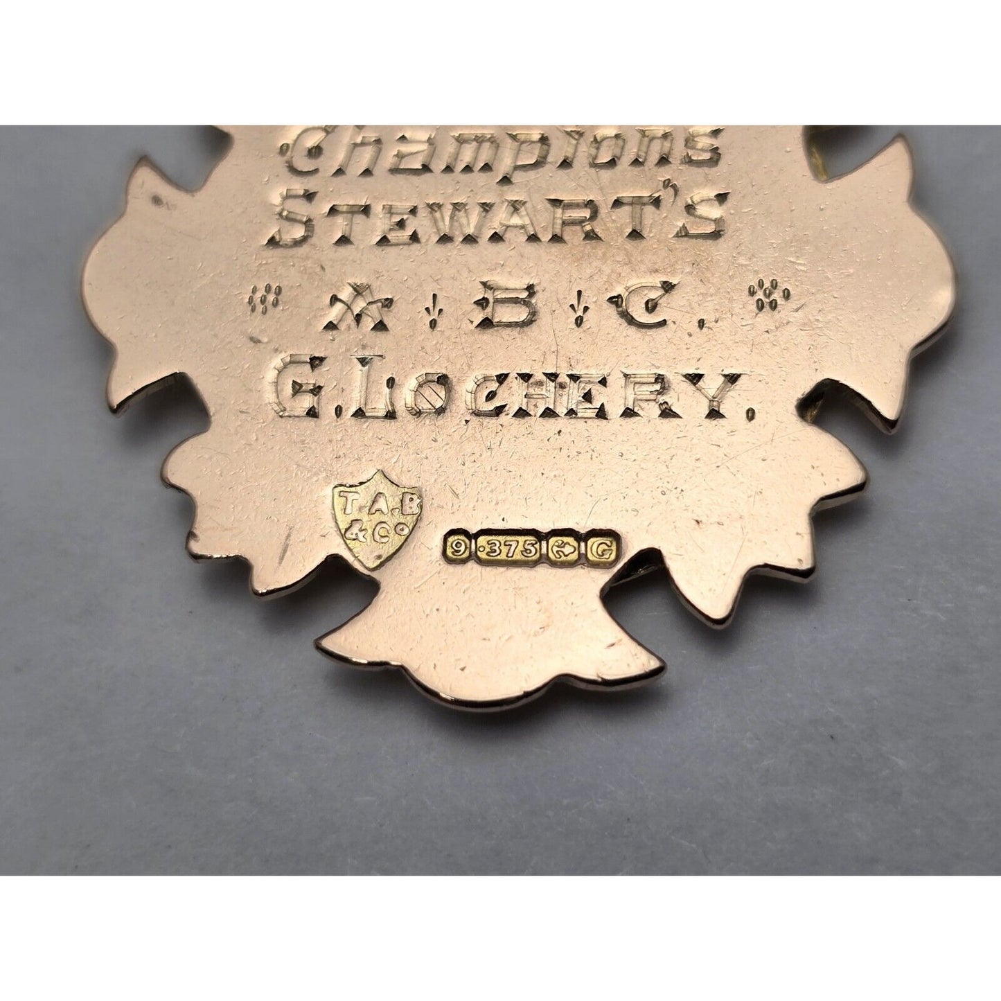 9K Rose Gold '31-'32 Western Clydeside Amateur Billiard League Pendant