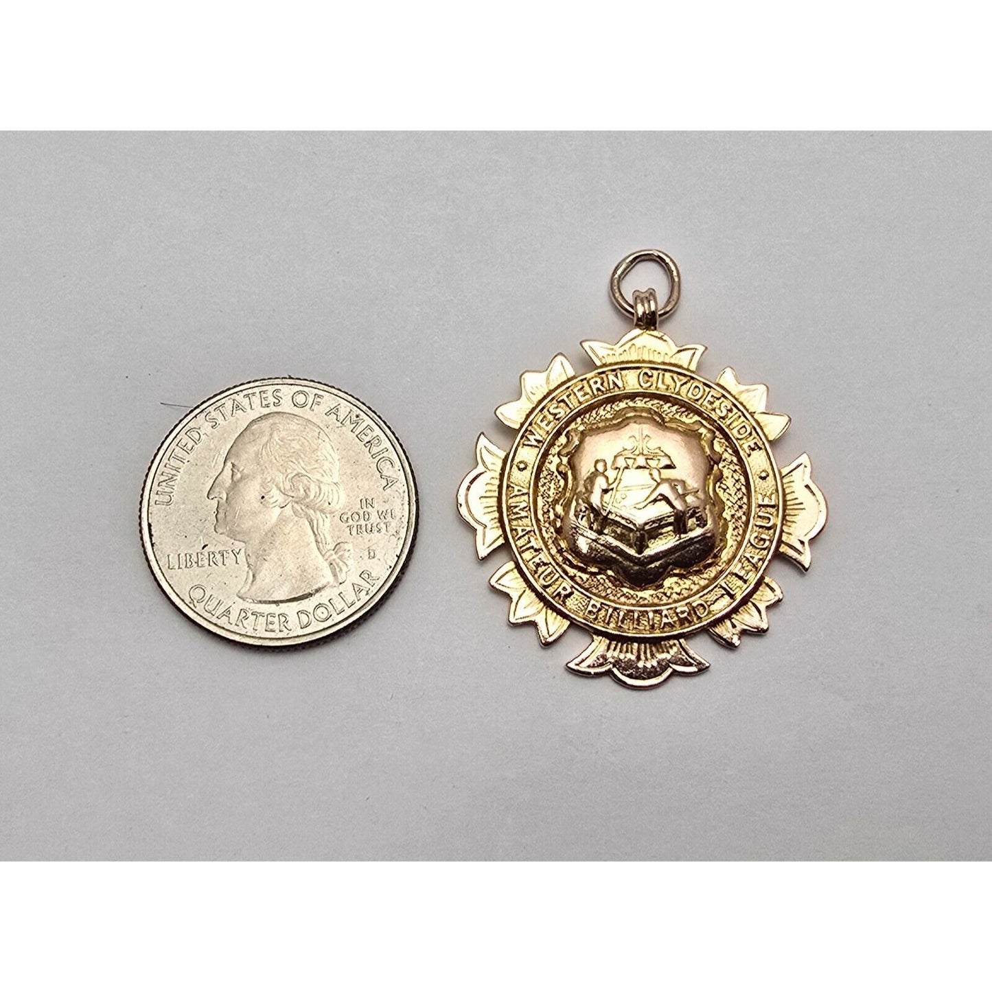 9K Rose Gold '31-'32 Western Clydeside Amateur Billiard League Pendant