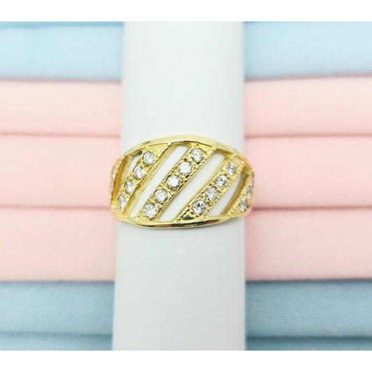 18K Yellow Gold Wavy Diamond Open Ring