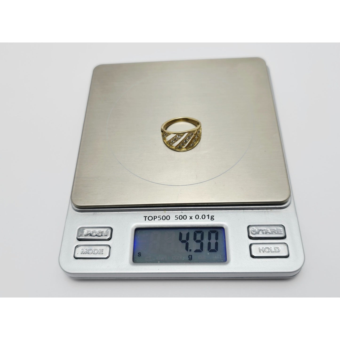 18K Yellow Gold Wavy Diamond Open Ring