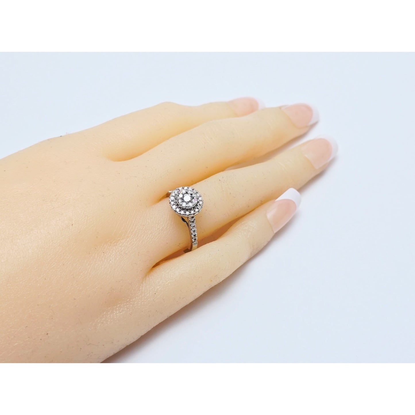 10K White Gold Ladies Diamond Halo Engagement Ring