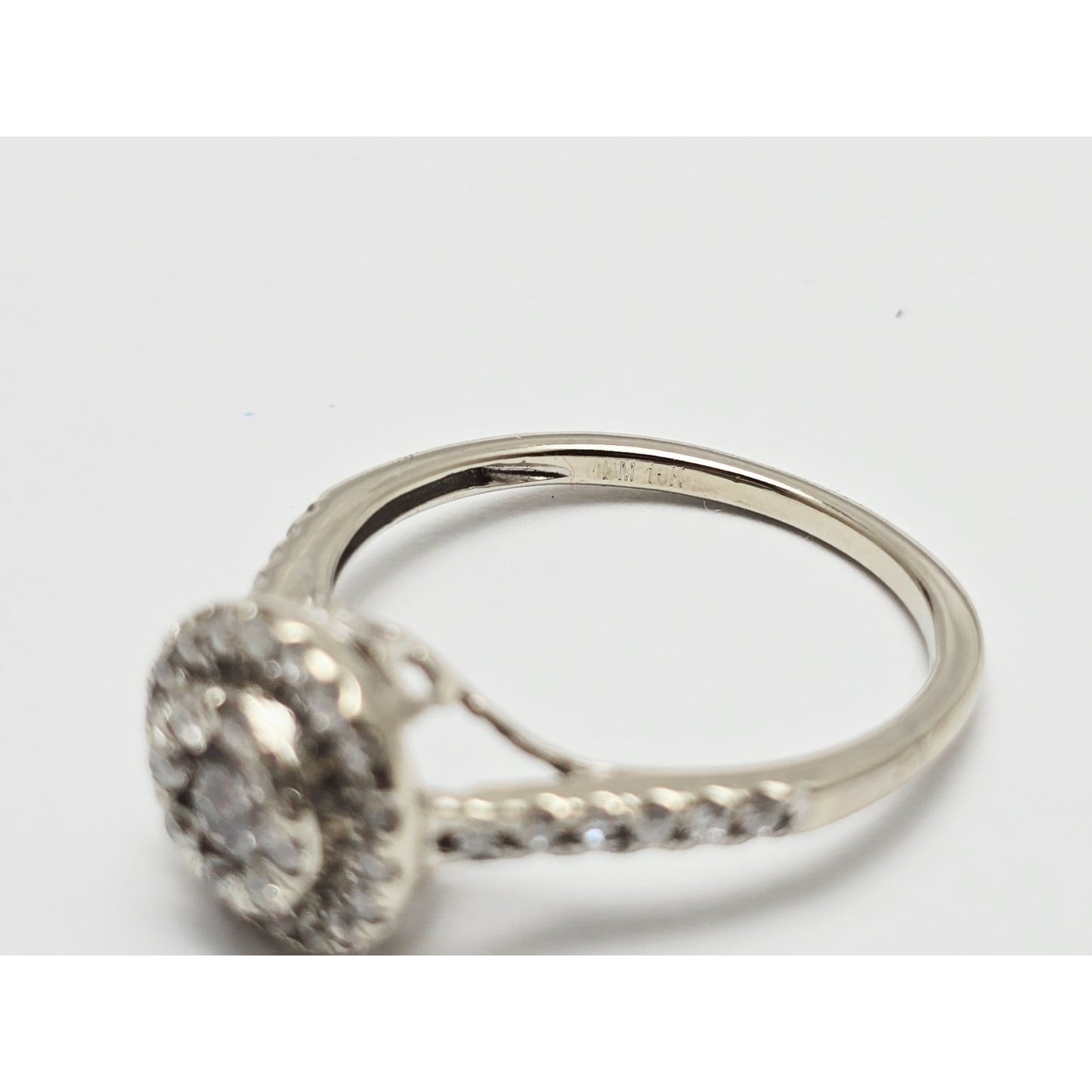 10K White Gold Ladies Diamond Halo Engagement Ring