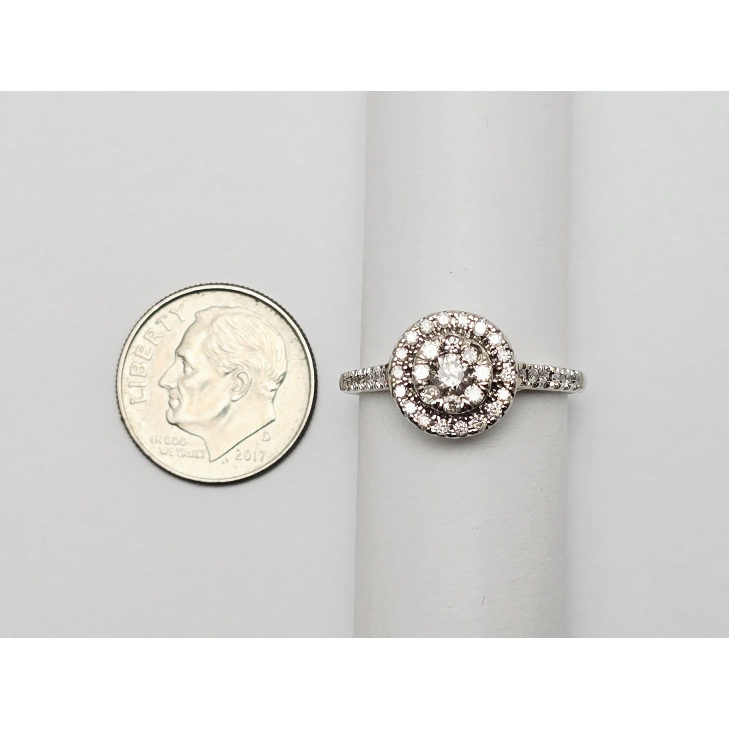 10K White Gold Ladies Diamond Halo Engagement Ring