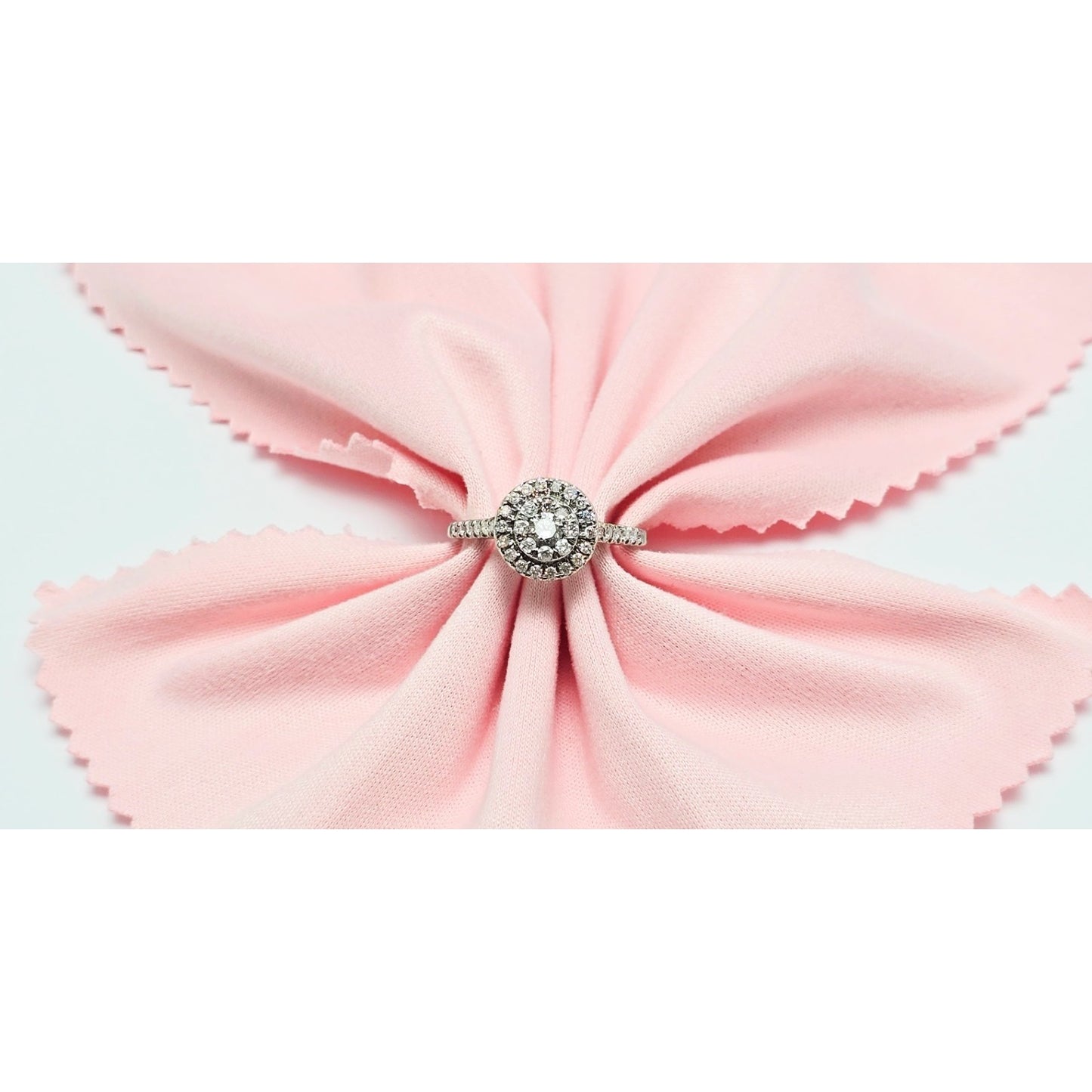 10K White Gold Ladies Diamond Halo Engagement Ring