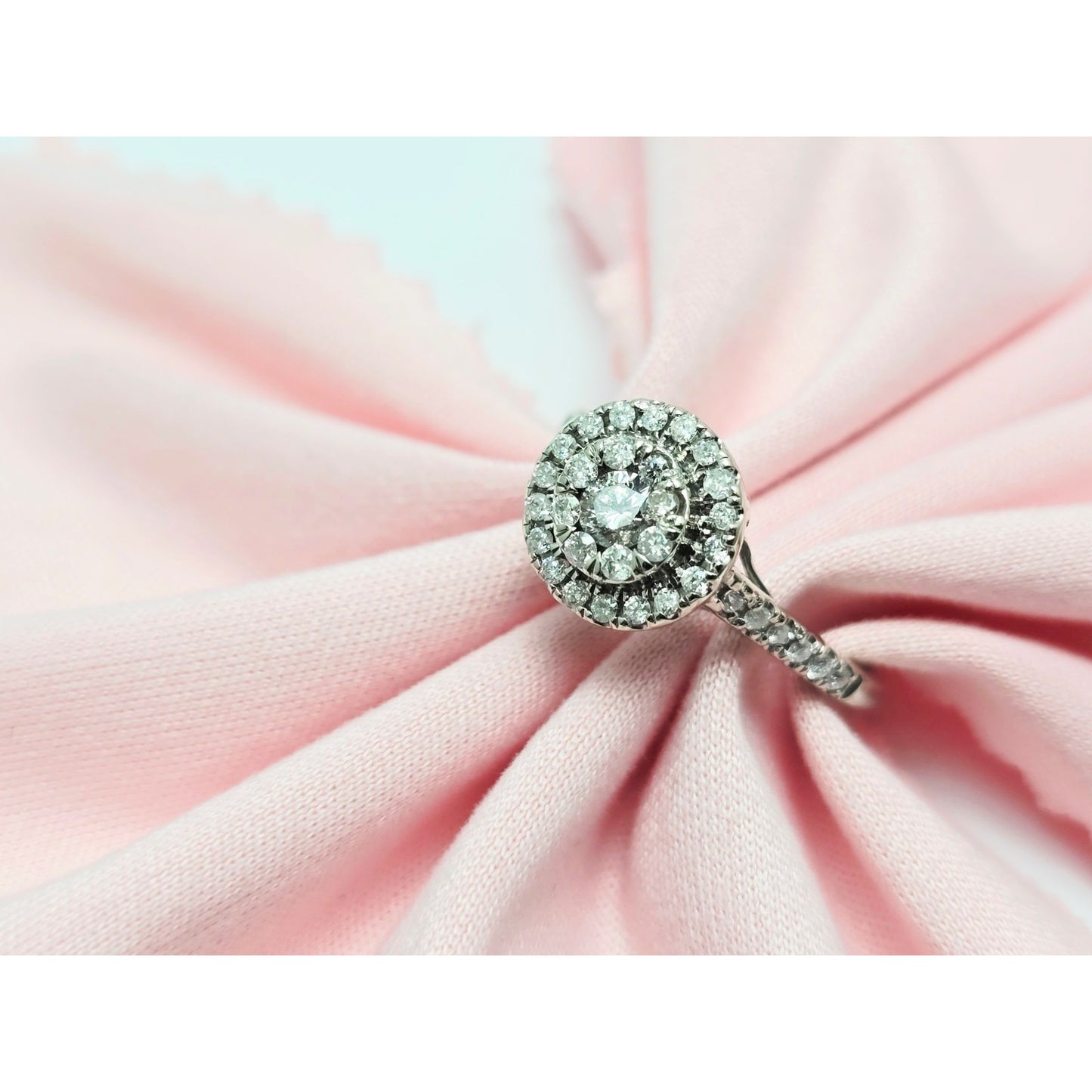 10K White Gold Ladies Diamond Halo Engagement Ring