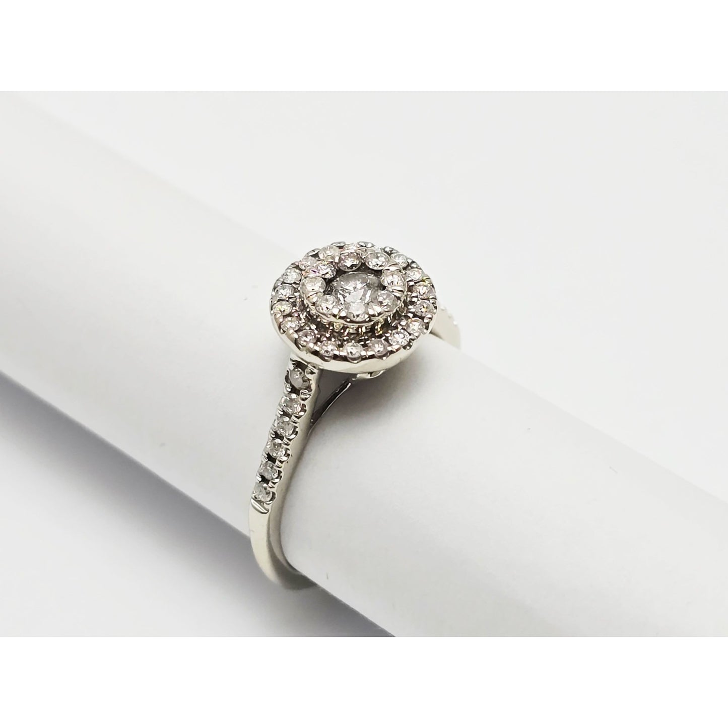 10K White Gold Ladies Diamond Halo Engagement Ring