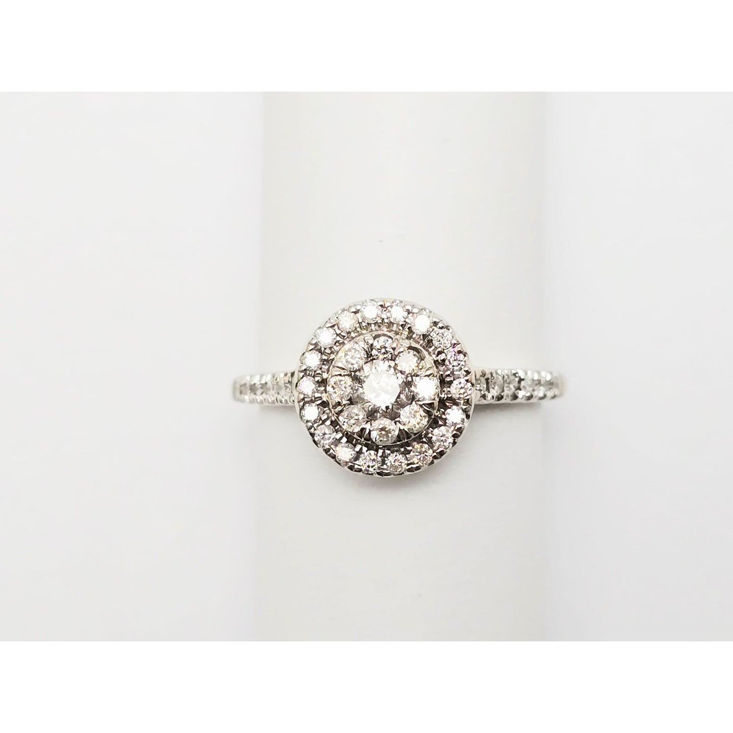 10K White Gold Ladies Diamond Halo Engagement Ring