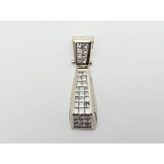 18K White Gold Princess Cut Invisible Setting Diamond Charm Pendant