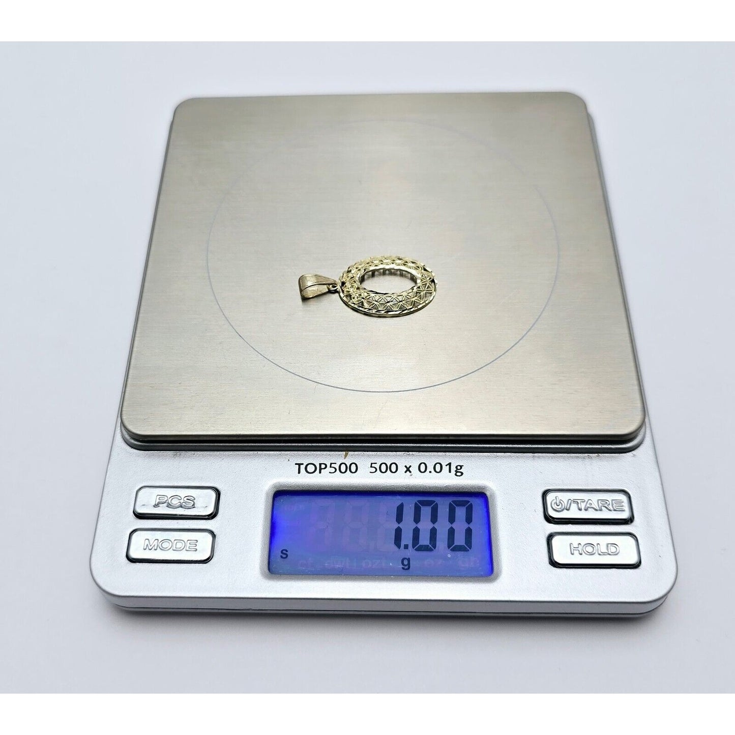 14K Yellow Gold Diamond Cut Oval Charm Pendant