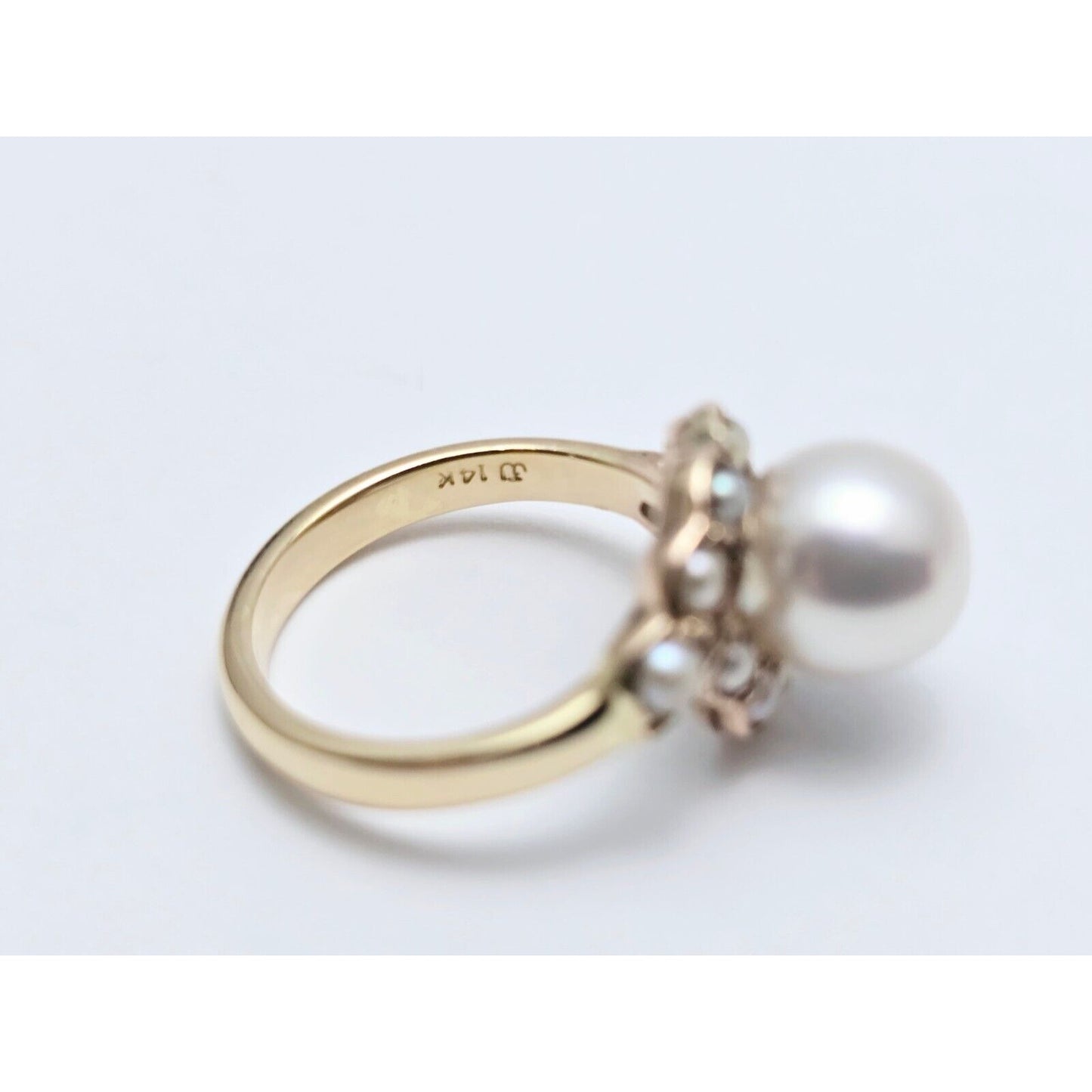 Vintage 14K Yellow Gold Round Pearl Ring