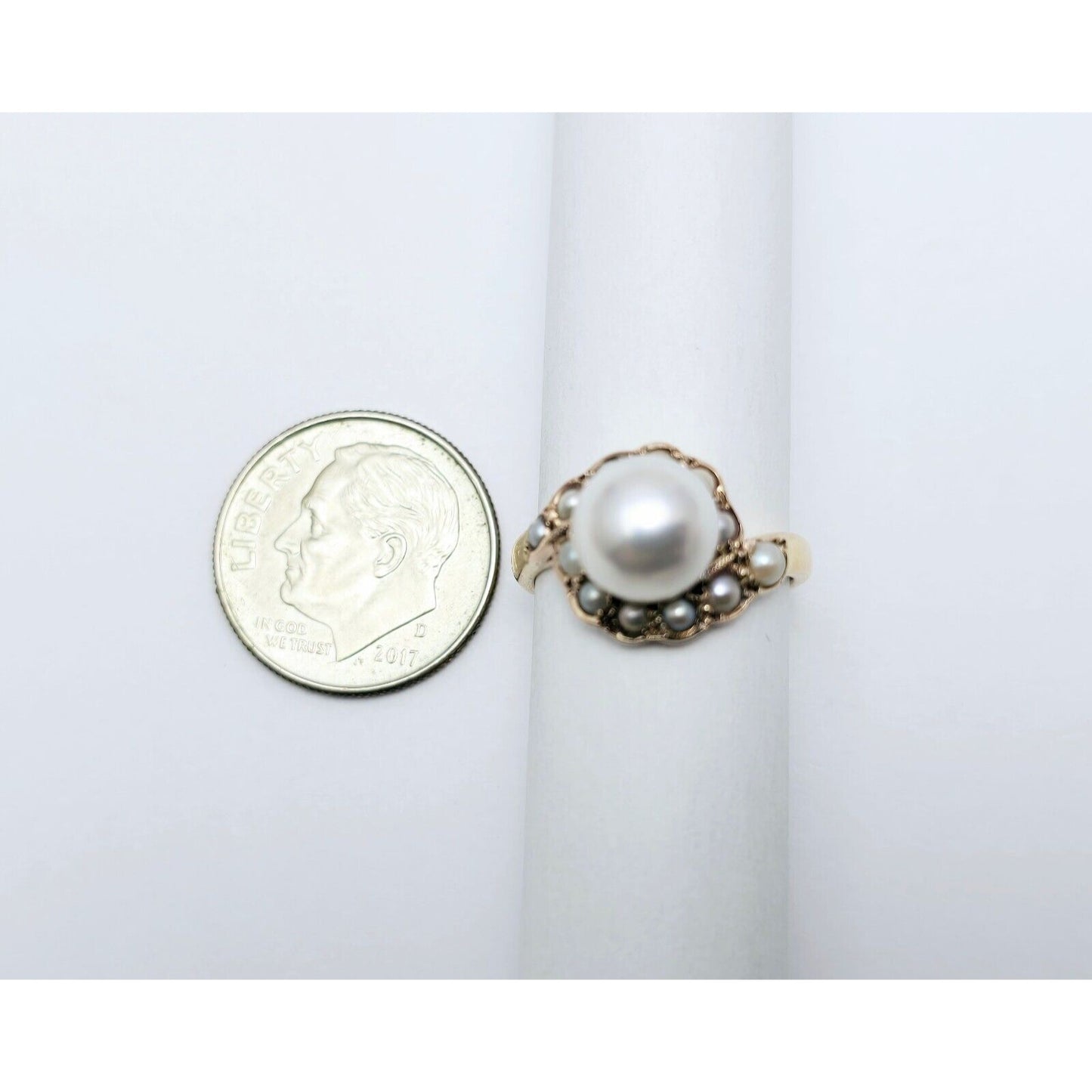 Vintage 14K Yellow Gold Round Pearl Ring