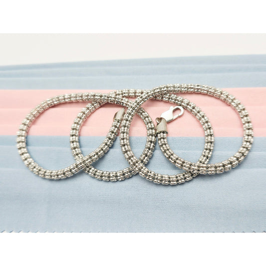 10K White Gold Diamond Cut Ice Link Chain Necklace
