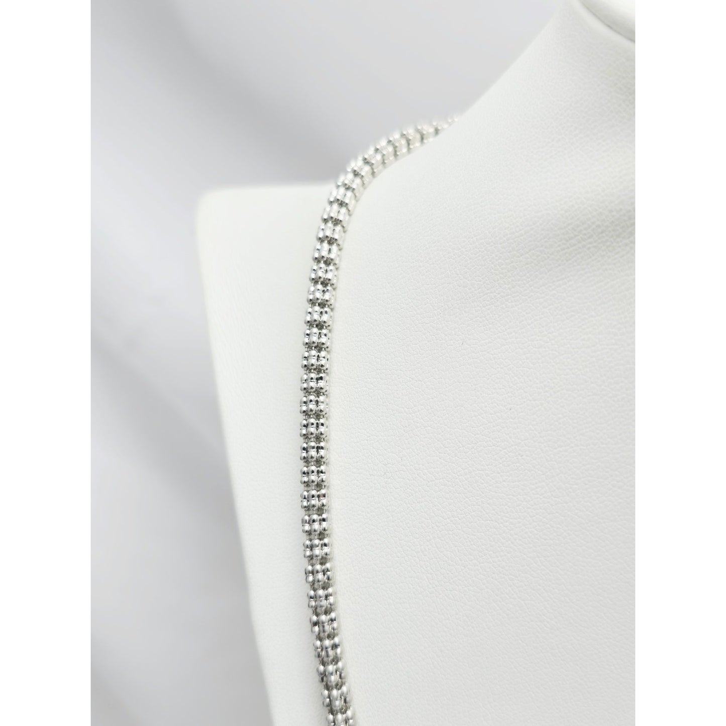 10K White Gold Diamond Cut Ice Link Chain Necklace