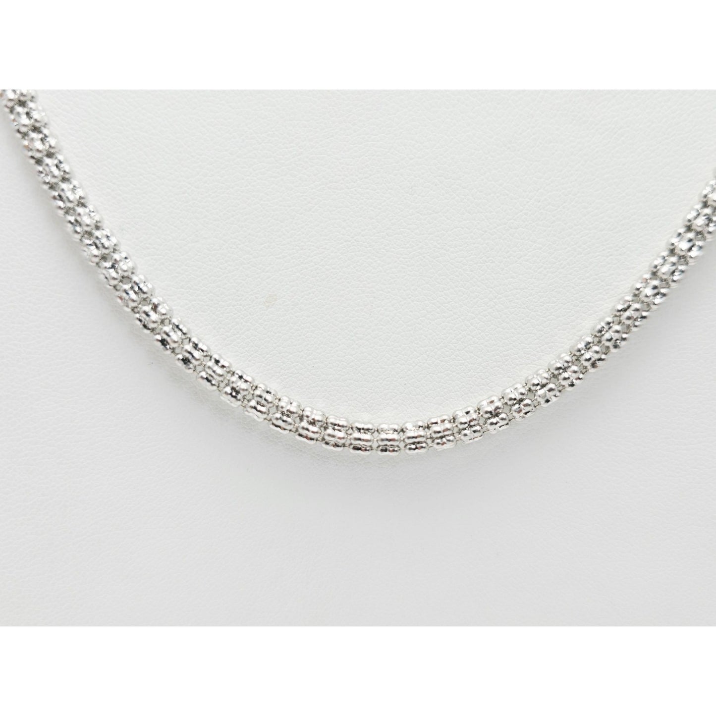 10K White Gold Diamond Cut Ice Link Chain Necklace