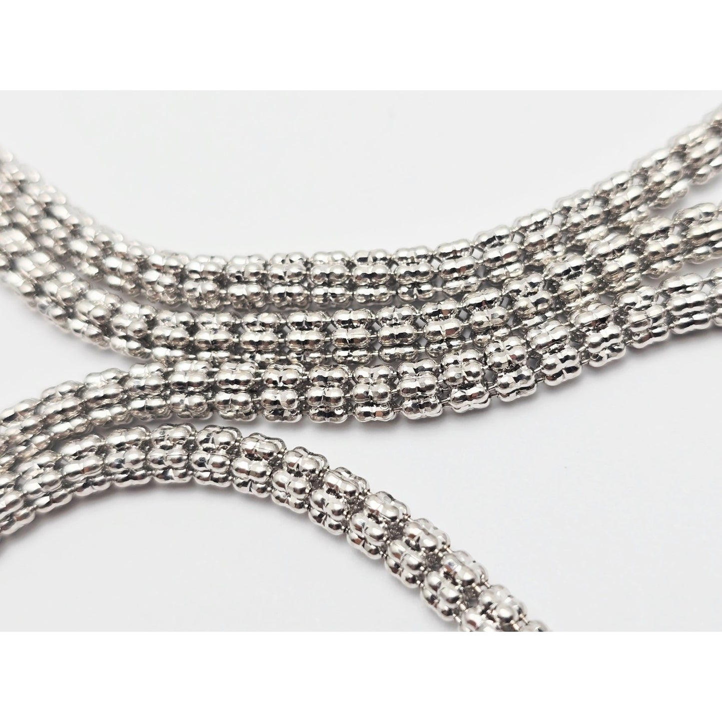 10K White Gold Diamond Cut Ice Link Chain Necklace