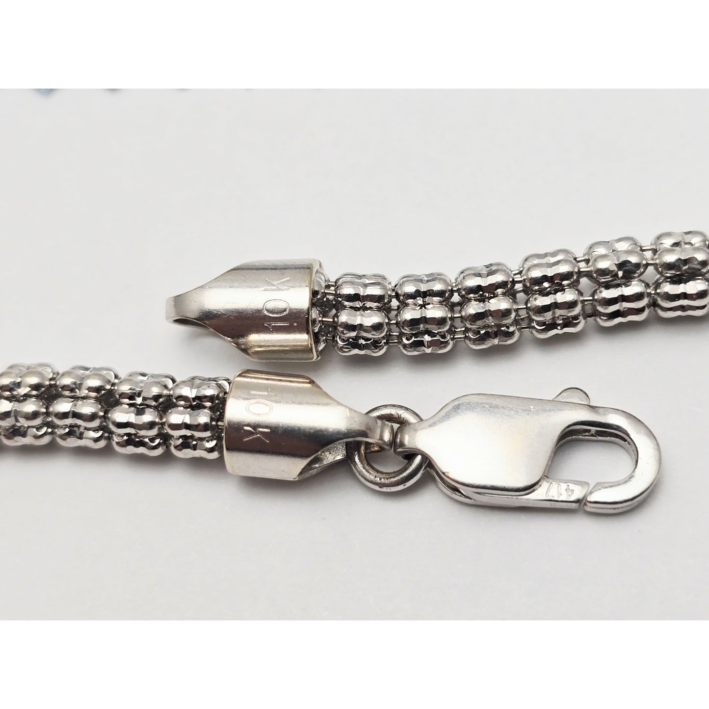 10K White Gold Diamond Cut Ice Link Chain Necklace
