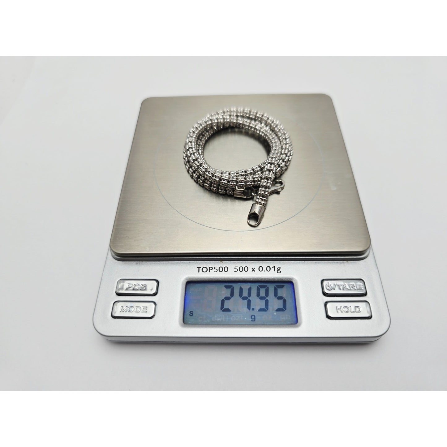 10K White Gold Diamond Cut Ice Link Chain Necklace