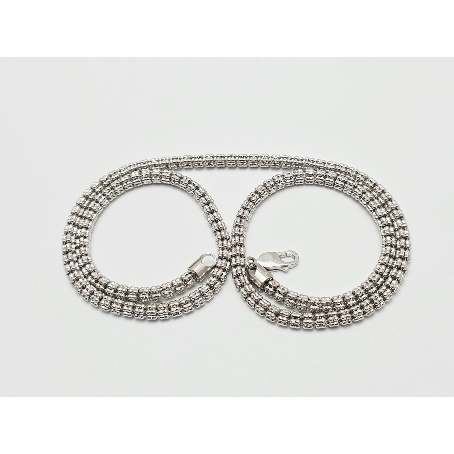 10K White Gold Diamond Cut Ice Link Chain Necklace