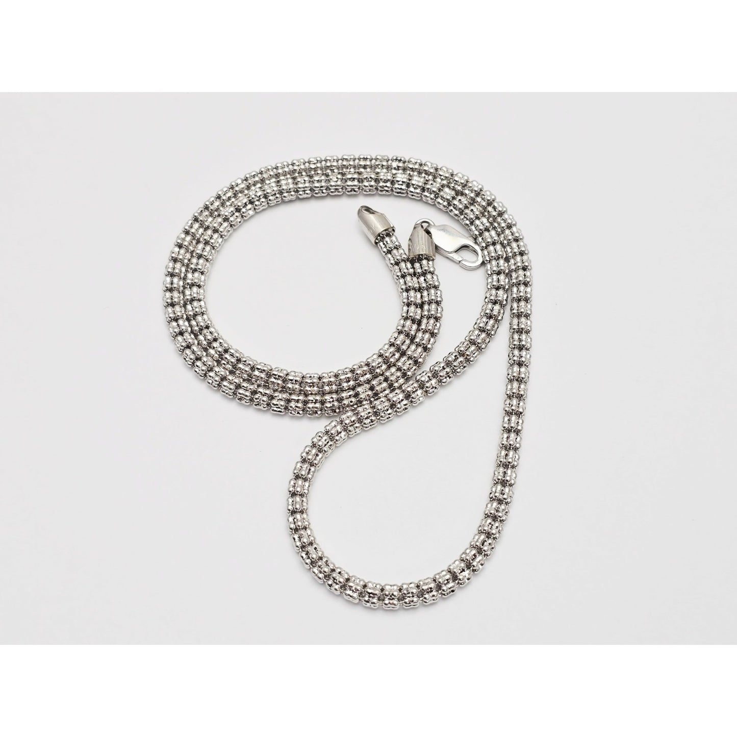 10K White Gold Diamond Cut Ice Link Chain Necklace