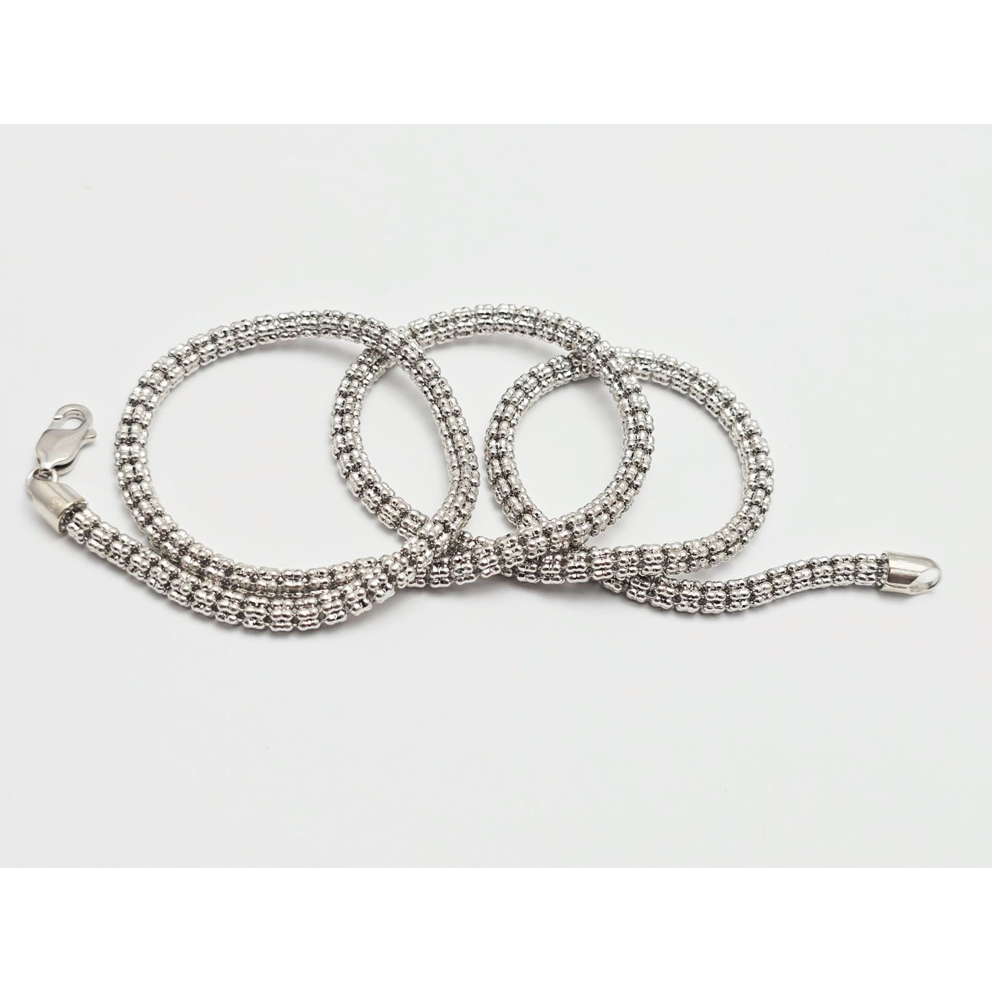 10K White Gold Diamond Cut Ice Link Chain Necklace