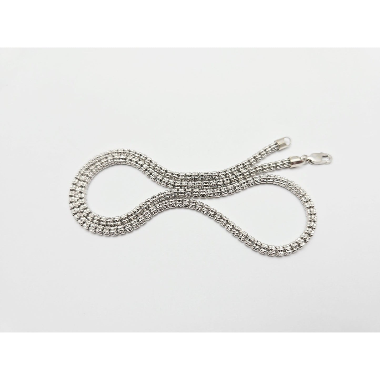 10K White Gold Diamond Cut Ice Link Chain Necklace