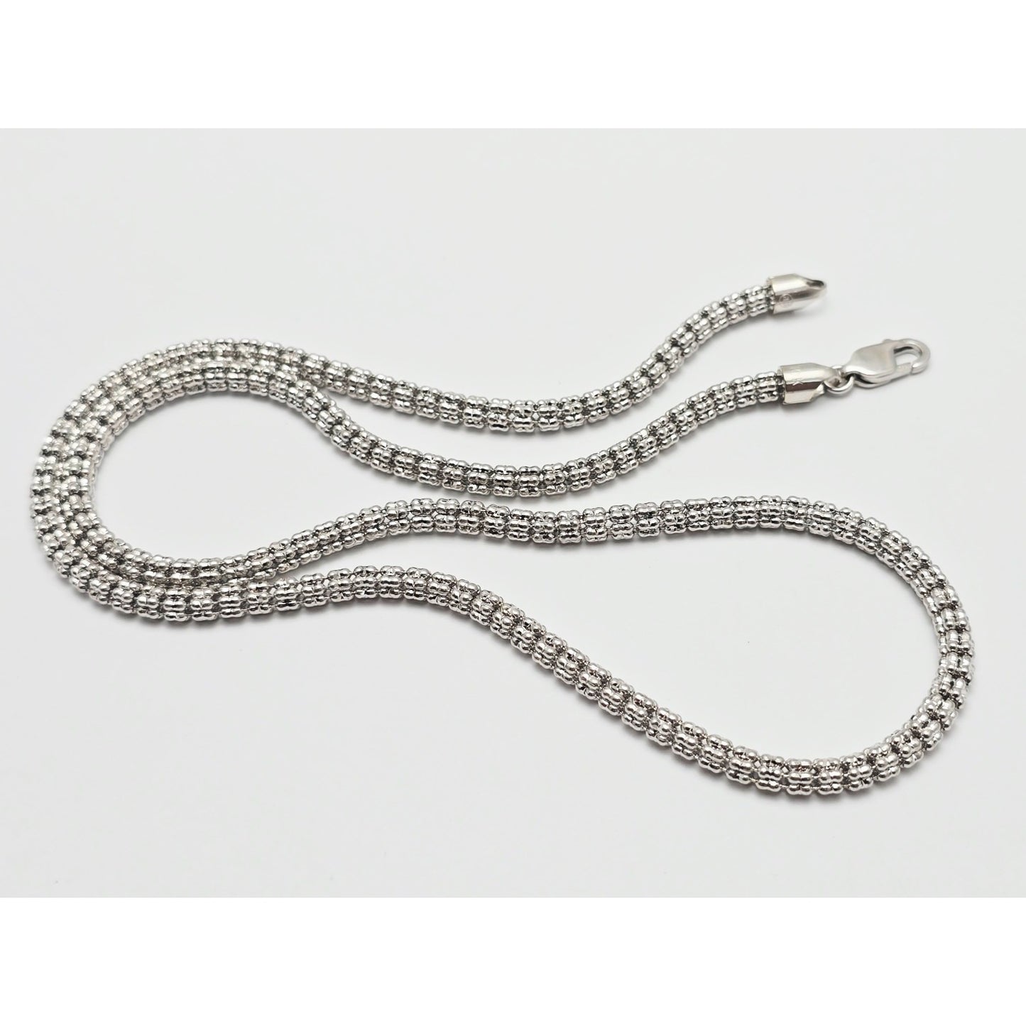 10K White Gold Diamond Cut Ice Link Chain Necklace