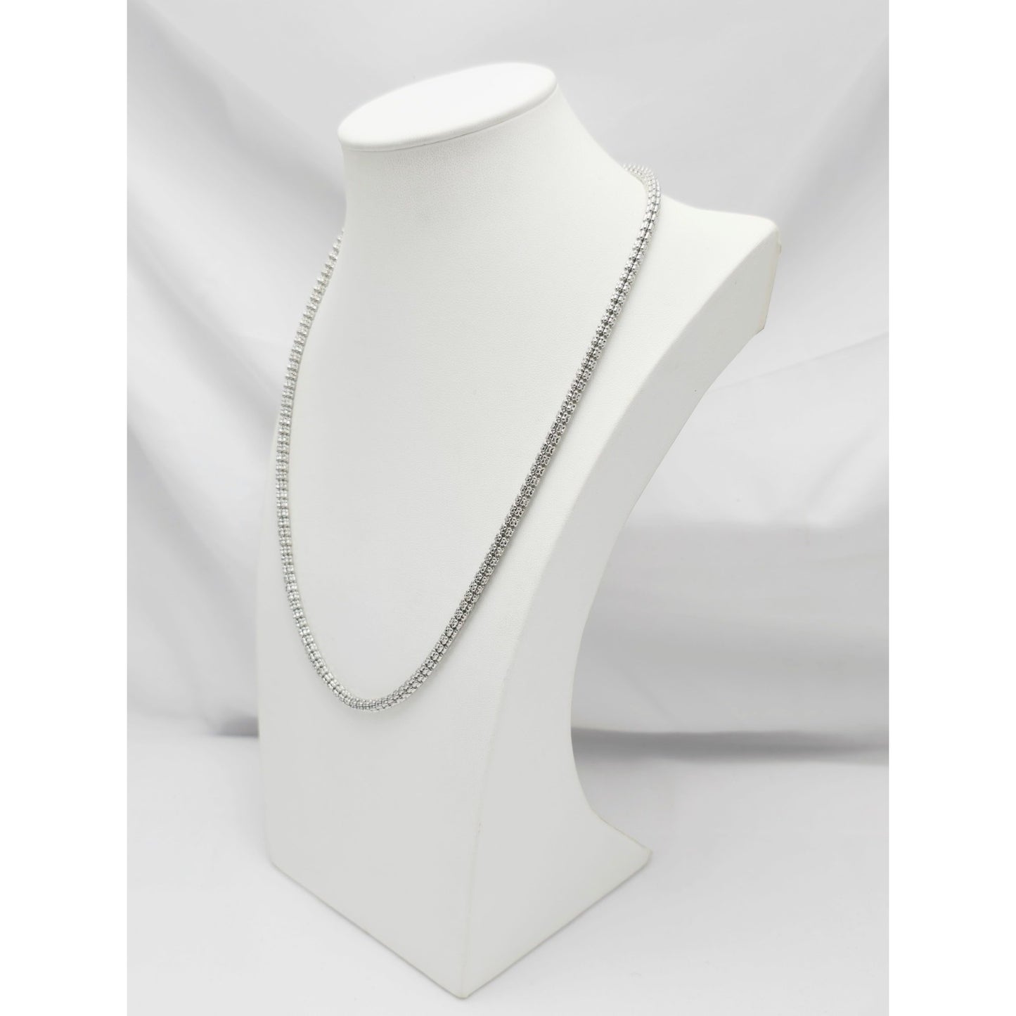 10K White Gold Diamond Cut Ice Link Chain Necklace
