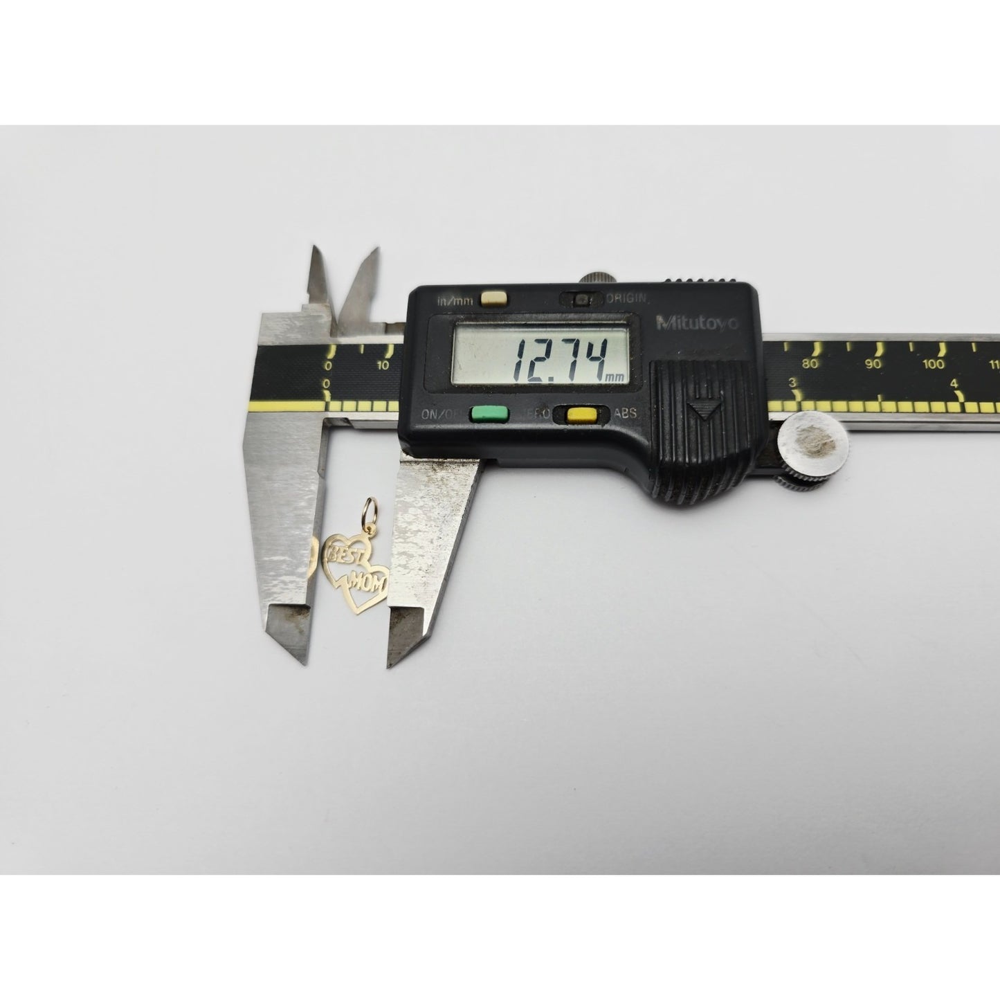 14K Yellow Gold Initial Best Mom Double Heart Charm Pendant