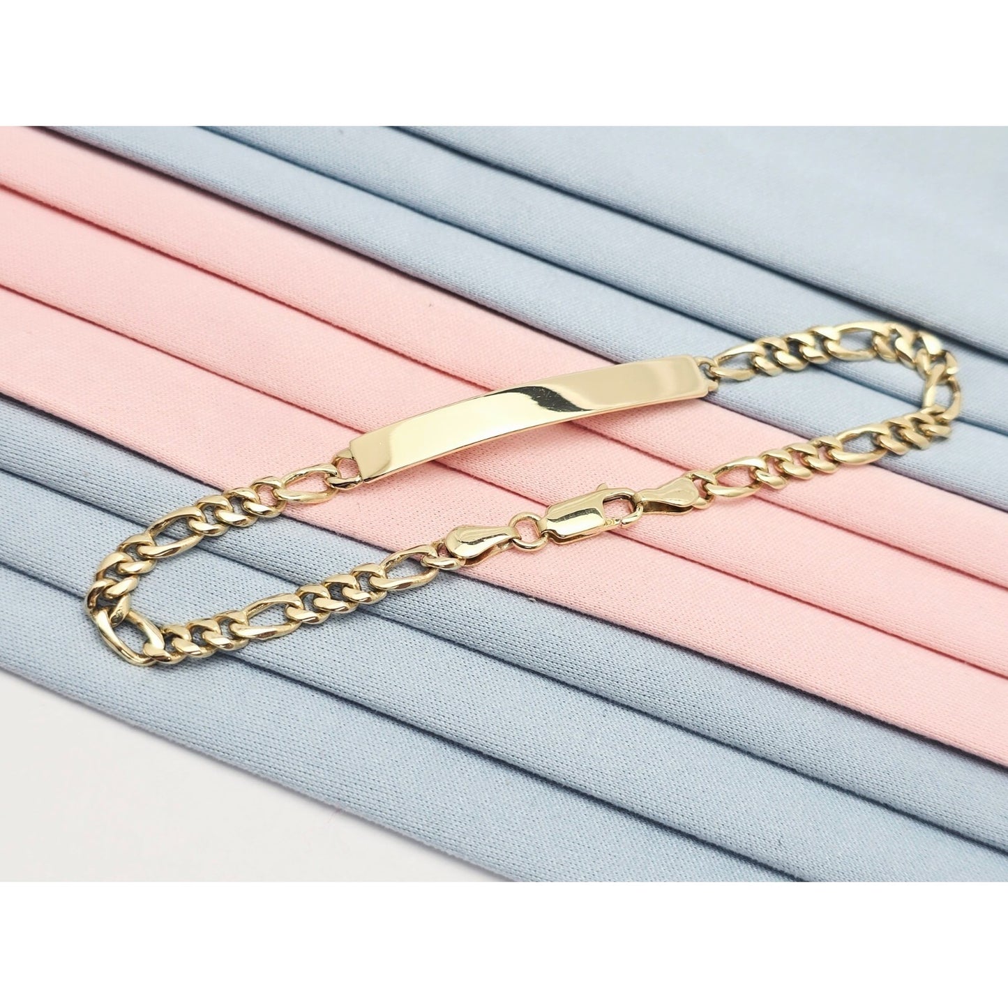 14K Yellow Gold Figaro Link ID Bracelet
