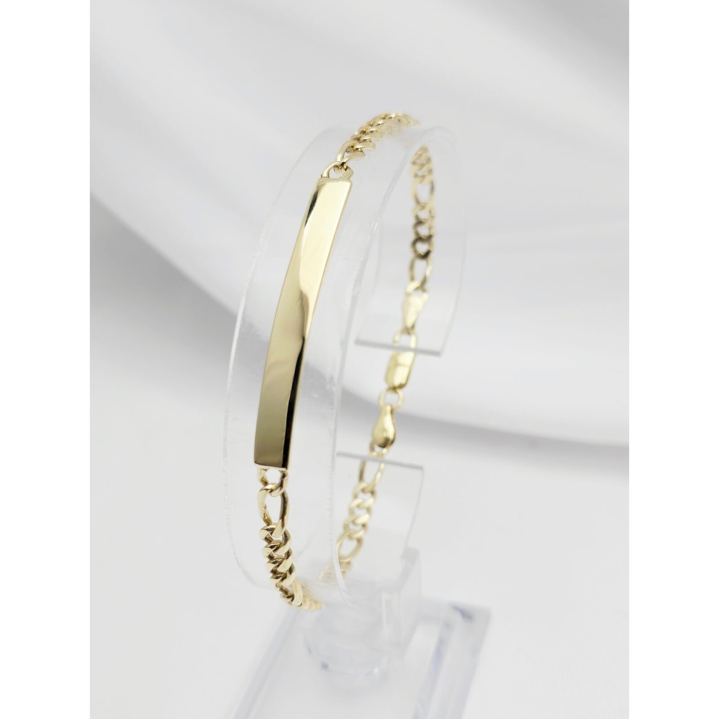14K Yellow Gold Figaro Link ID Bracelet
