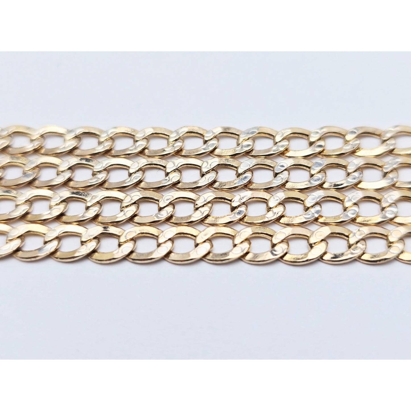 14K Two Tone Gold Diamond Cut Cuban Link Chain Necklace