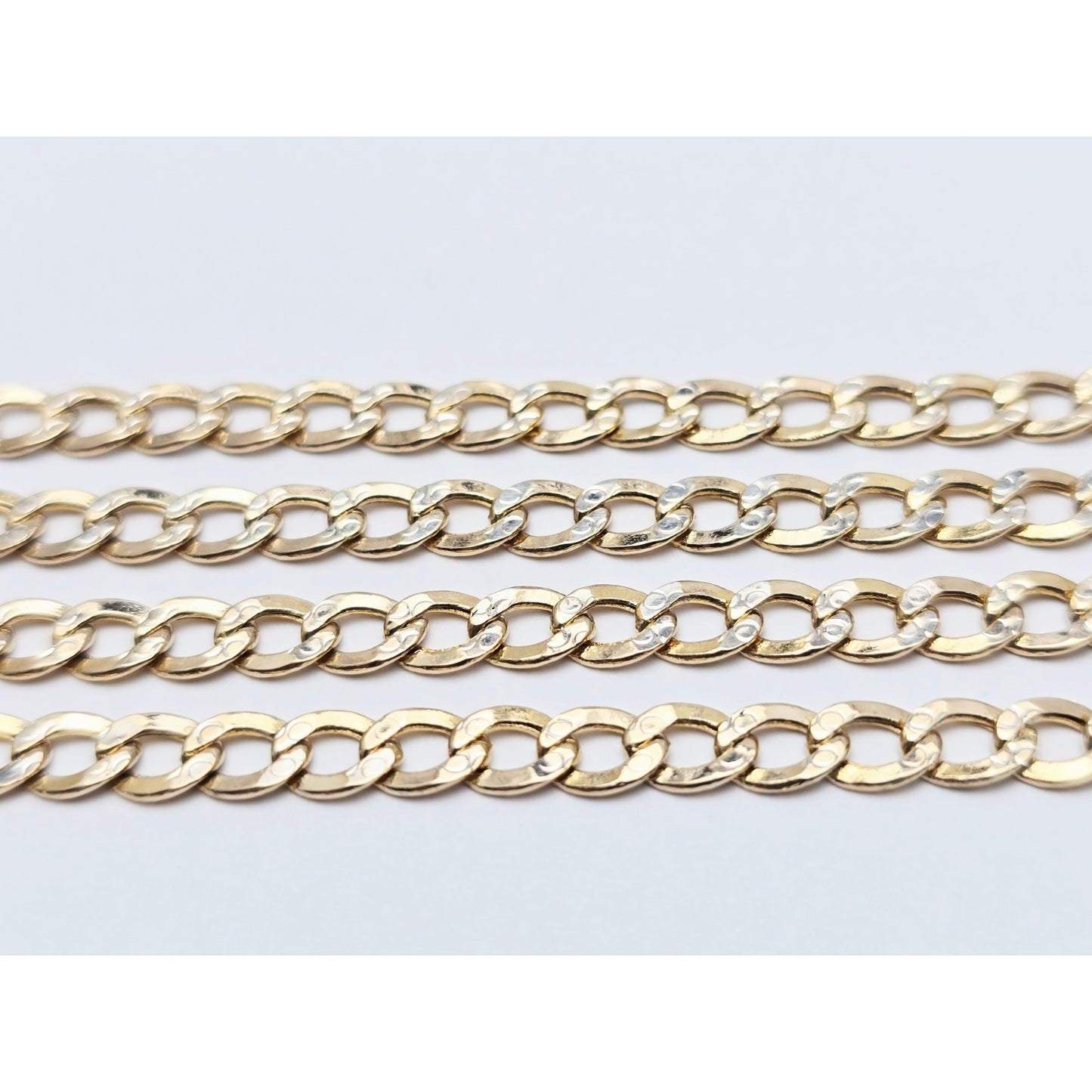 14K Two Tone Gold Diamond Cut Cuban Link Chain Necklace