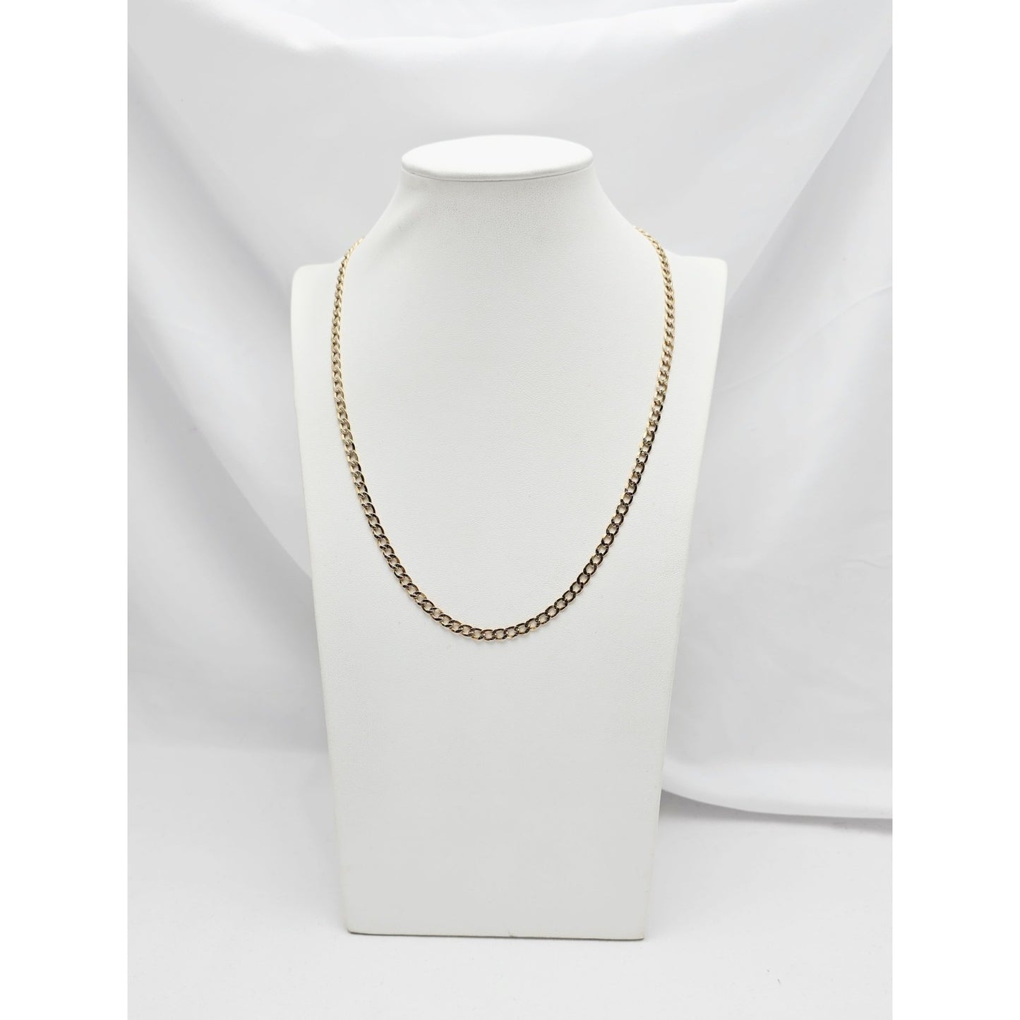 14K Two Tone Gold Diamond Cut Cuban Link Chain Necklace