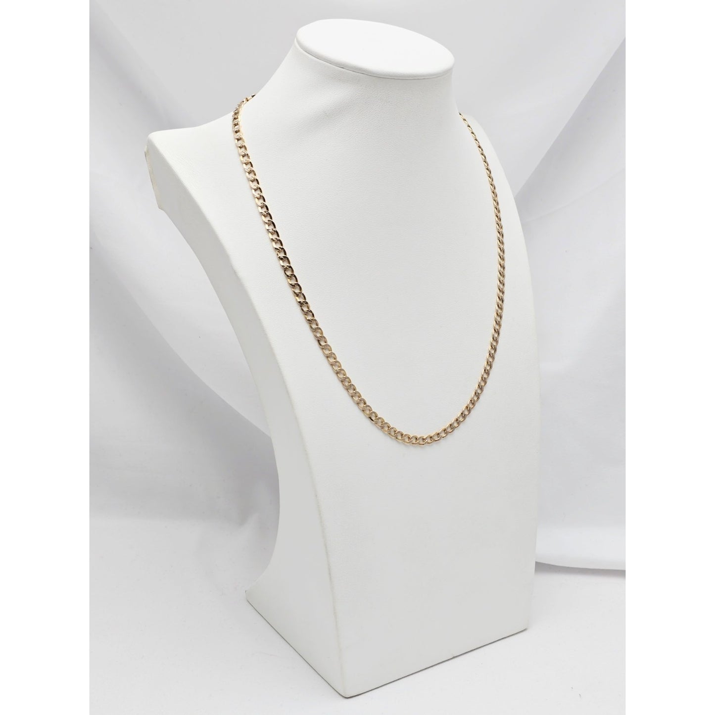 14K Two Tone Gold Diamond Cut Cuban Link Chain Necklace